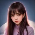甜蜜的呻吟漫画女主角，清秀温柔的都市女性形象，眼神中带有一丝倔强与脆弱，淡蓝色背景
